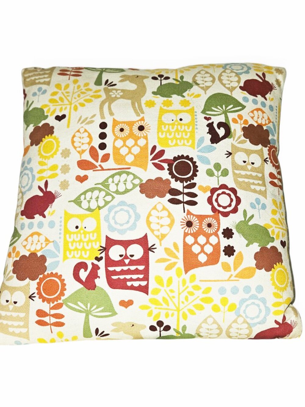 Colorful Children's Handmade Pillow 12 x 12 Michael Miller Forest Life Pattern